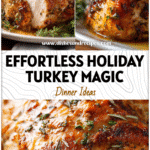 Easy Thanksgiving Turkey Breast in the Slow Cooker 5 Golden brown Slow Cook Turkey Breast garnished with herbs and served on a white dish.
