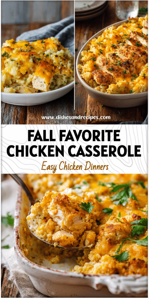 Warm cheesy chicken cauliflower rice casserole served on a rustic wooden table.