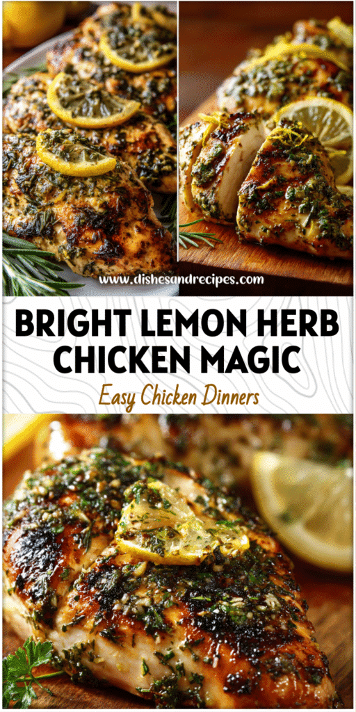 Tender herb marinated lemon chicken breasts with a golden sear and fresh lemon zest on top.