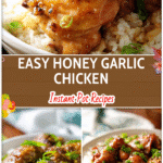Instant Pot Honey Garlic Chicken Thighs for Easy Weeknight Dinners 5 Bowl of Honey Garlic Chicken Thighs Instant Pot with rice garnished with green onions.
