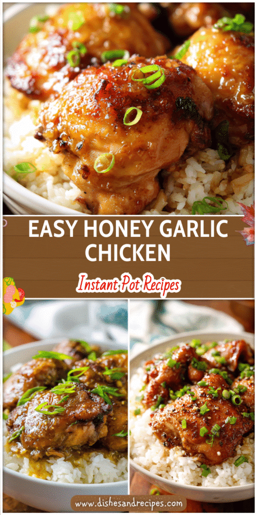 Home 35 Bowl of Honey Garlic Chicken Thighs Instant Pot with rice garnished with green onions.