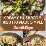 Instant Pot Mushroom Risotto with Fresh Herbs and Lemon Zest 5 Creamy Herb-seasoned Mushroom Risotto with lemon zest and fresh herbs served in a white bowl.