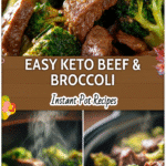 Low Carb Keto Beef And Broccoli Crock Pot Dinner 5 Tender beef and broccoli served in a crock pot with rich keto-friendly sauce and steam rising.