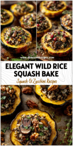 Home 30 Halved acorn squash filled with mushroom and wild rice mixture on a rustic baking tray