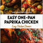 One-Pan Paprika Roast Chicken for Easy Family Dinners 5 Roasted paprika chicken with crispy skin and baked vegetables on a single pan