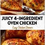 Perfect Juicy Oven-Baked Chicken with Only 4 Ingredients 5 Golden baked chicken breasts in a foil-lined pan showing how to make chicken in oven perfectly juicy.