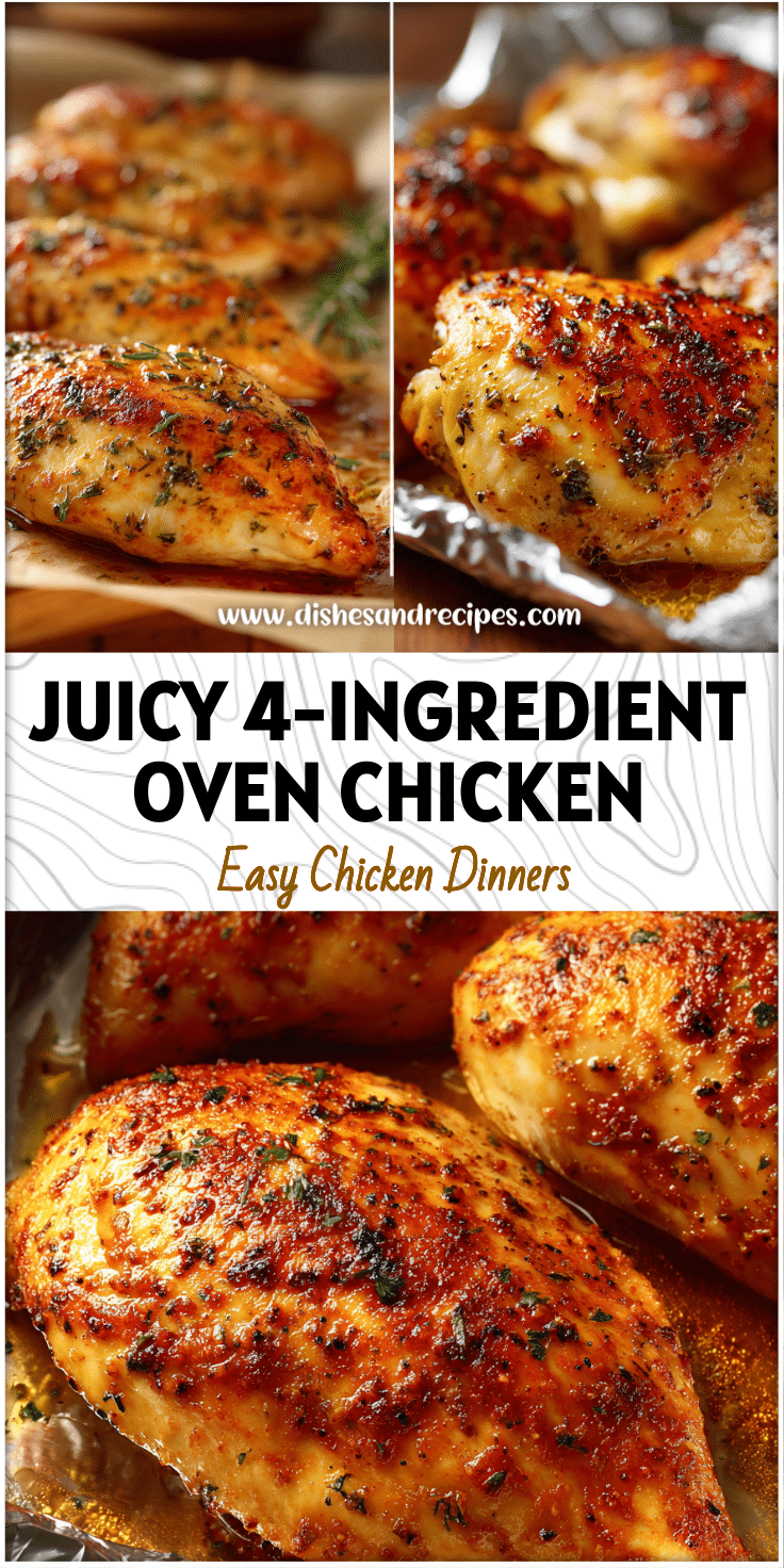 Perfect Juicy Oven-Baked Chicken with Only 4 Ingredients 4 Perfect Juicy Oven-Baked Chicken with Only 4 Ingredients
