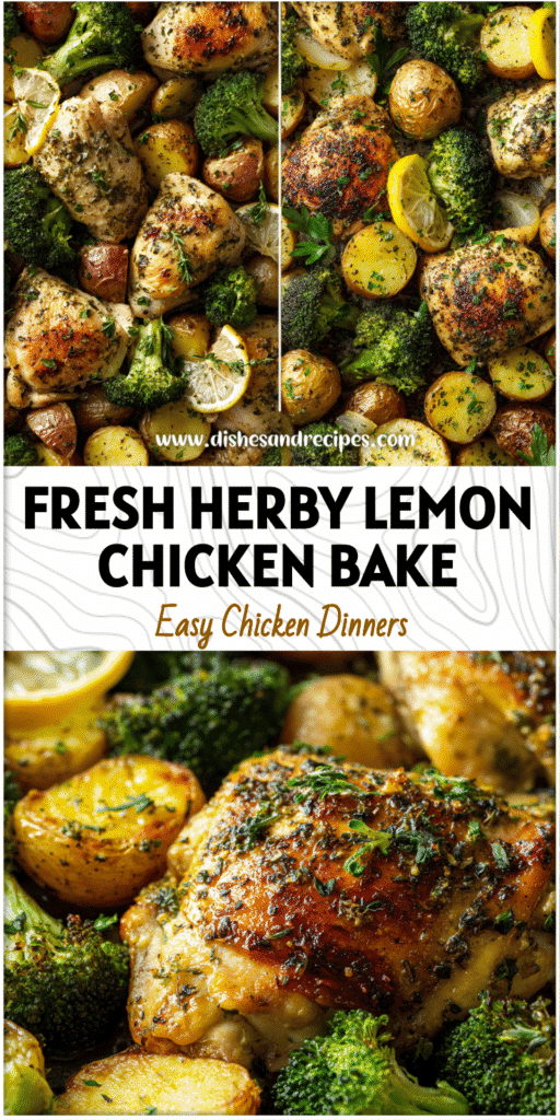 Home 30 Sheet pan lemon pepper chicken with broccoli and potatoes garnished with herbs for a quick healthy dinner.