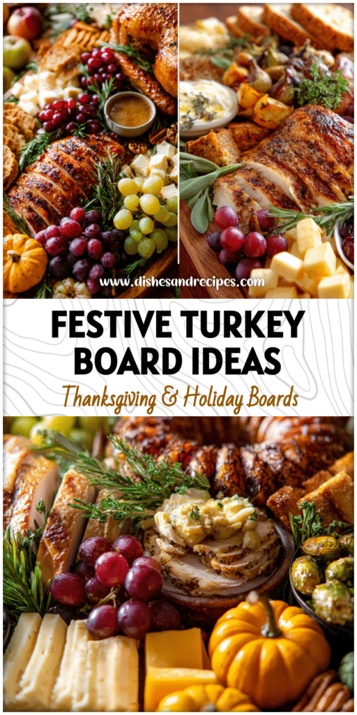 Home 14 A colorful Thanksgiving turkey charcuterie board styled as a Turkey Wreath Food with fruits, cheeses, and Vegetable Turkey Platter touches.