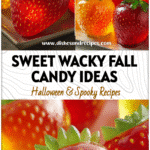 Wacky Candy Strawberries & Glow Apples for Fun Fall Treats 5 Vibrant tray of candy strawberries and glowing jolly rancher apples as wacky fall cooking ideas for kids.