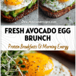 Minimal breakfast of avocado egg toast with microgreens styled for plated breakfast ideas and toast plating photography