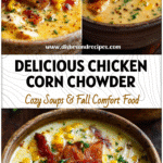 Best Chicken Corn Chowder Recipe with Bacon and Creamy Corn 5 Creamy chicken bacon corn chowder in a rustic bowl topped with herbs