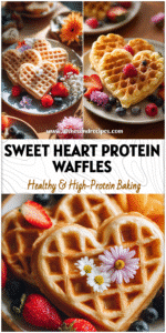 Home 7 Heart-Shaped Waffles on a bright plate styled with fruit and flowers for a Pretty Breakfast Aesthetic look