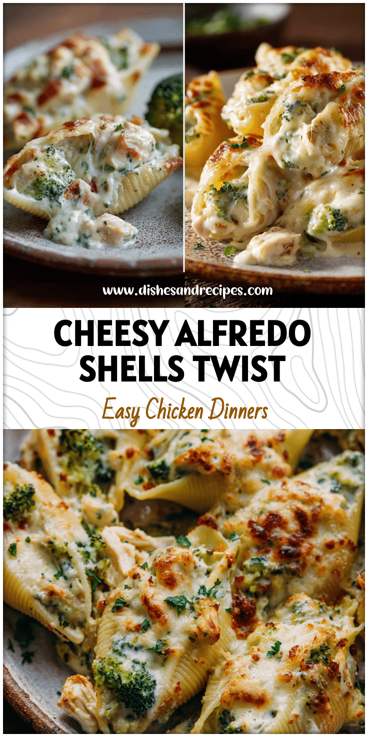 Cheesy Chicken & Broccoli Alfredo Stuffed Shells Without Ricotta