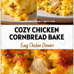 Chicken & Cornbread Casserole with Jiffy Mix Comfort Flavor 5 Golden baked Chicken & Cornbread Casserole made with Jiffy Cornbread Mix topped with crispy golden crust.