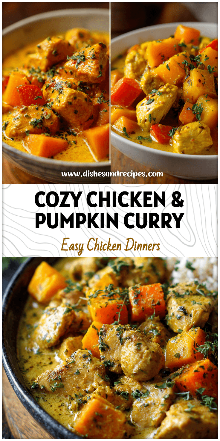 Bowl of creamy Chicken and Pumpkin Curry garnished with herbs, a warming recipe for Fall Crockpot Recipes Gluten Free.