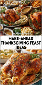 A beautifully set Thanksgiving table showing turkey, side dishes, and festive Thanksgiving essentials.