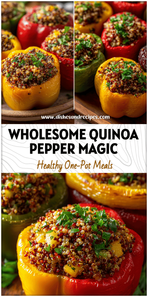 Home 32 Bright bell peppers stuffed with quinoa, herbs, and vegetables for healthy Peskitarian and Prediabetic Meals