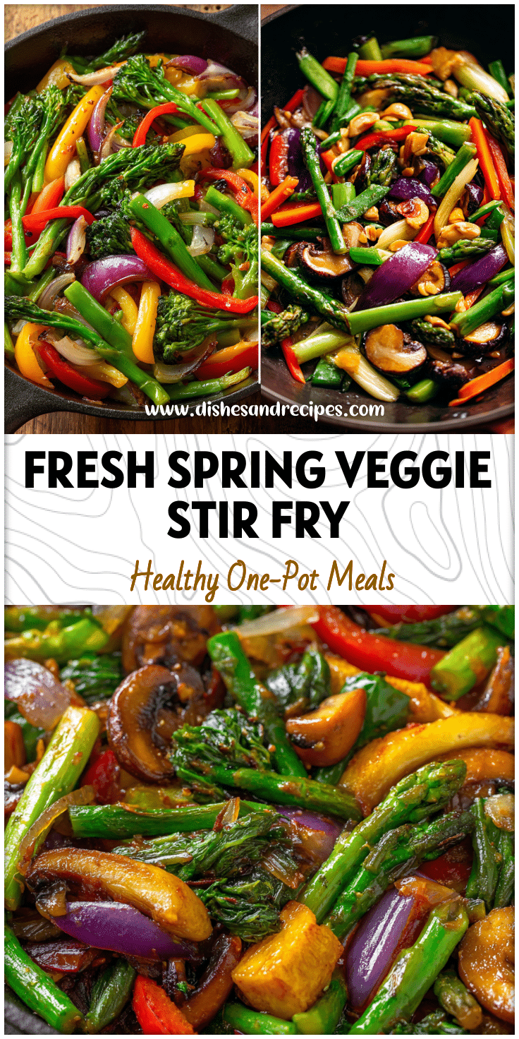 A colorful skillet of spring veggies for stir fry with rice, satay vegetables, and fresh seasonal ingredients.