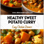 Cozy Chicken and Chickpea Curry with Sweet Potatoes for Wholesome Dinners 5 Bowl of Chicken and Chickpea Curry with sweet potatoes and veggies as a wholesome Crock Pot Sweet Potato Stew.
