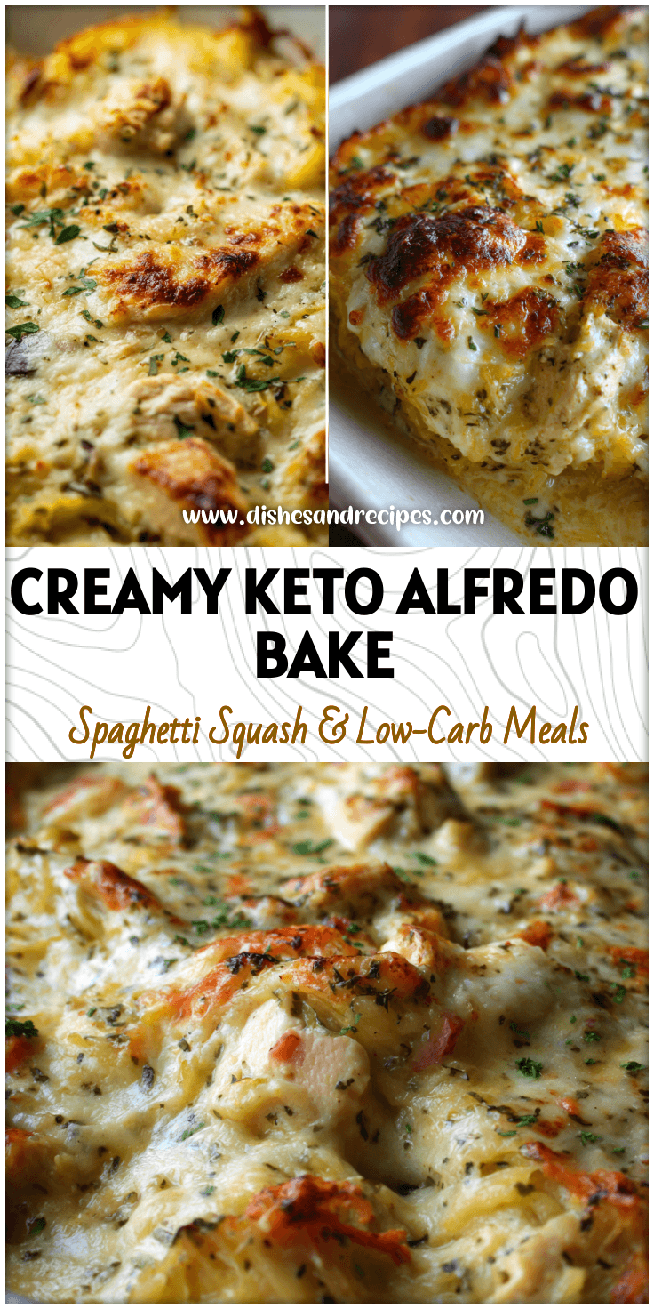 Creamy Chicken Alfredo Spaghetti Squash Bake (Keto & Low Carb) 4 Creamy Chicken Alfredo Spaghetti Squash Bake Keto & Low Carb