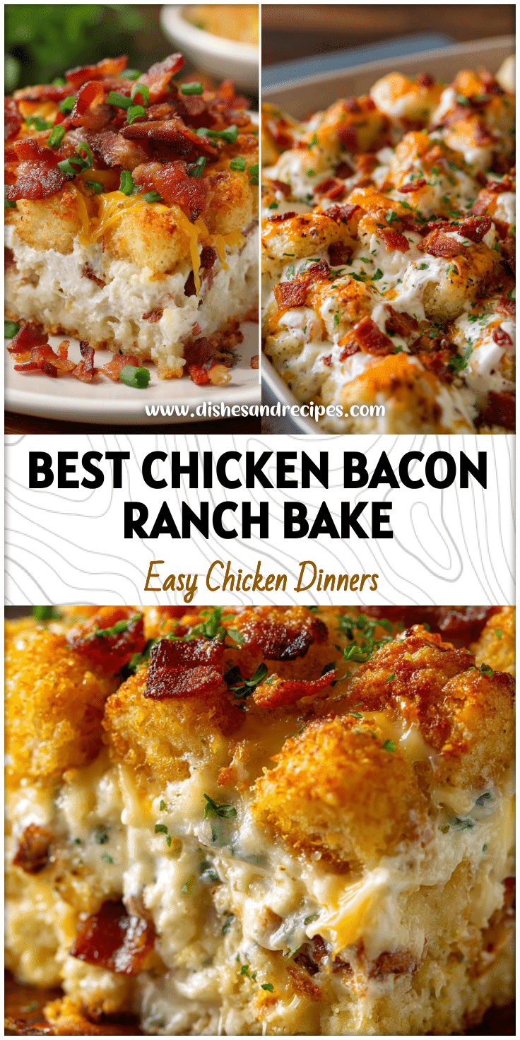 Creamy Chicken Bacon Ranch Casserole - baked comfort food with bacon and ranch