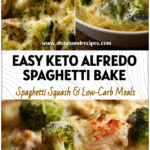 Creamy Chicken & Broccoli Alfredo Spaghetti Squash for a Keto Comfort Dinner 5 Baked spaghetti squash casserole with chicken and broccoli in creamy alfredo sauce for a low carb keto dinner