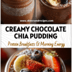Creamy Chocolate Chia Seed Pudding for a Healthy Vegan High-Protein Treat 5 A glass jar filled with creamy Chocolate Chia Pudding topped with fruit, a healthy vegan high protein dessert.