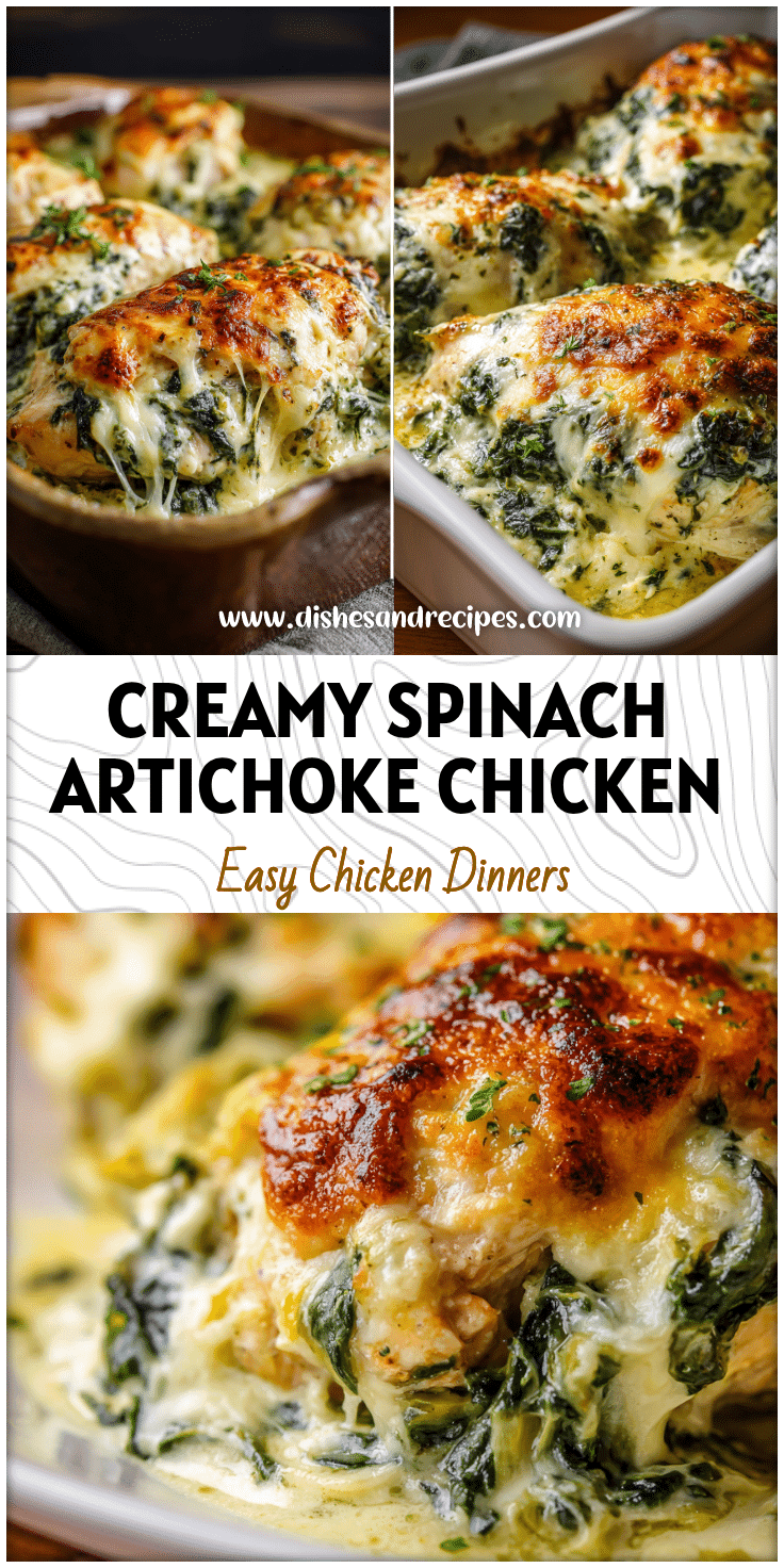 Creamy Spinach Artichoke Dip Baked Chicken Dinner