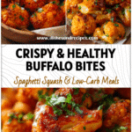 Crispy Air-Fryer Buffalo Cauliflower Bites for Healthy Movie Nights 5 Golden Air-Fryer Buffalo Cauliflower Bites served as Healthy Movie Snacks with vibrant sauce and fresh herbs