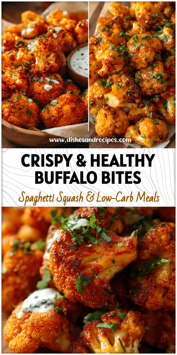 Golden Air-Fryer Buffalo Cauliflower Bites served as Healthy Movie Snacks with vibrant sauce and fresh herbs