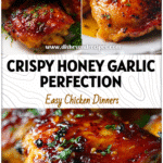 Crispy Honey Garlic Chicken Thighs Made Easy in the Air Fryer 5 Golden Air Fryer Honey Garlic Chicken Thighs with glossy glaze and crispy edges on a white plate.