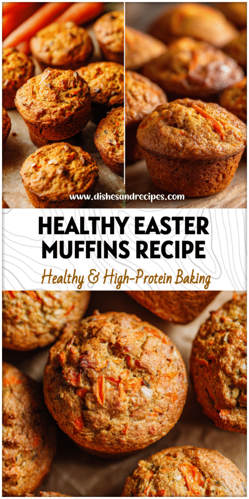 Home 24 Freshly baked Easter carrot cake protein muffins with carrots, perfect for healthy breakfast baking recipes.