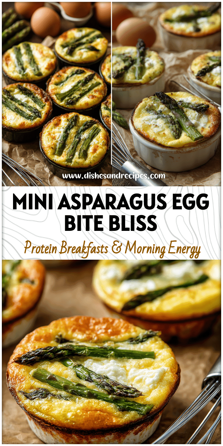 Asparagus Egg Bites with Goat Cheese displayed on Brown Paper beside an Egg Whisk and Ceramic Baking Dish.