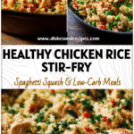Easy Chicken & Cauliflower Rice Stir-Fry Casserole for Healthy Weeknight Meals 5 Golden Easy Chicken Cauliflower Rice Casserole topped with herbs in a skillet for a healthy whole food meal