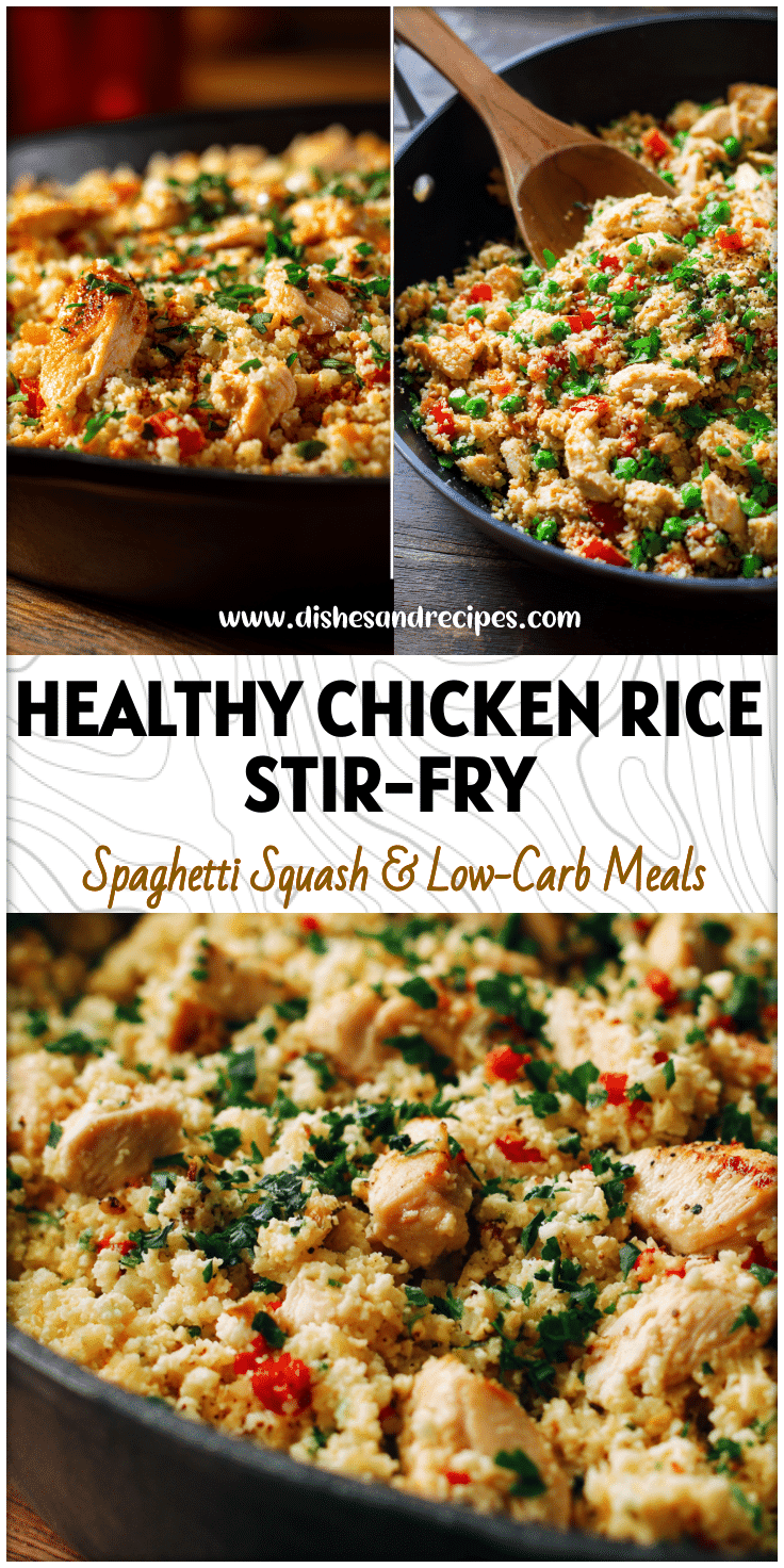 Golden Easy Chicken Cauliflower Rice Casserole topped with herbs in a skillet for a healthy whole food meal