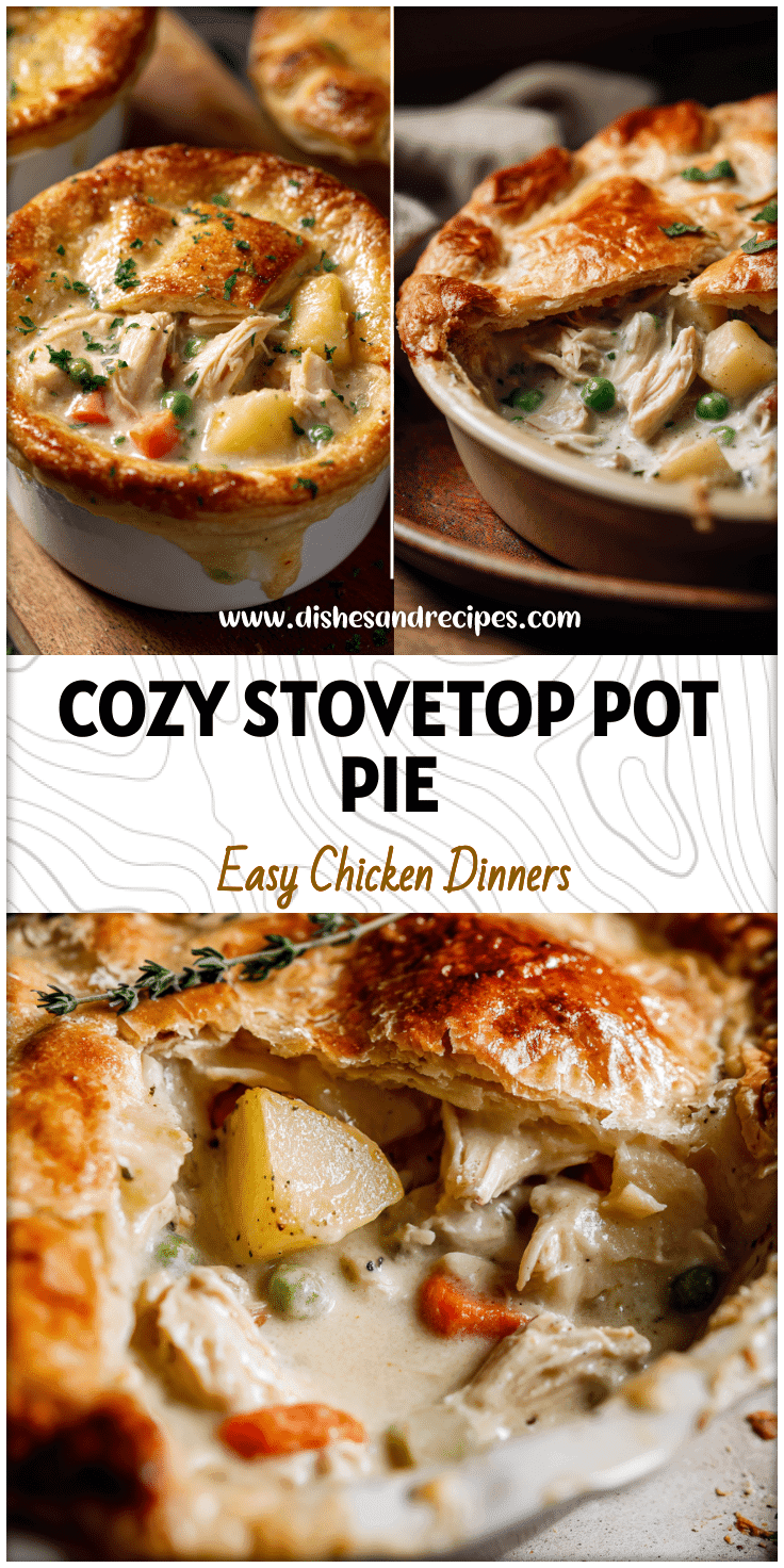 Freshly baked Homemade Chicken Pot Pie with golden crust, potatoes, and creamy filling for an Easy Fast Comfort Food Dinner.
