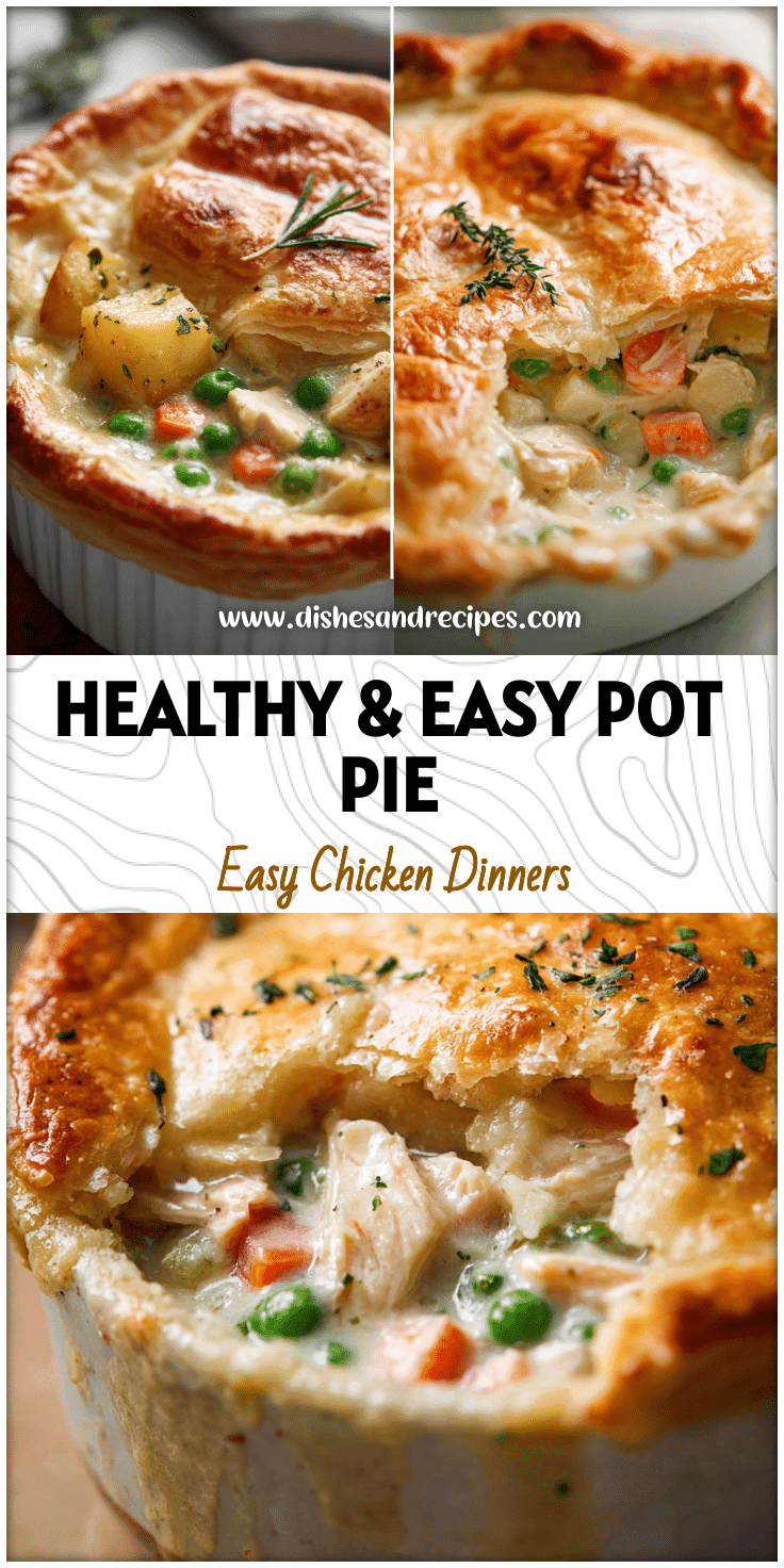Golden Homemade Chicken Pot Pie with potatoes and creamy filling, perfect Easy Fast Comfort Food Dinner.