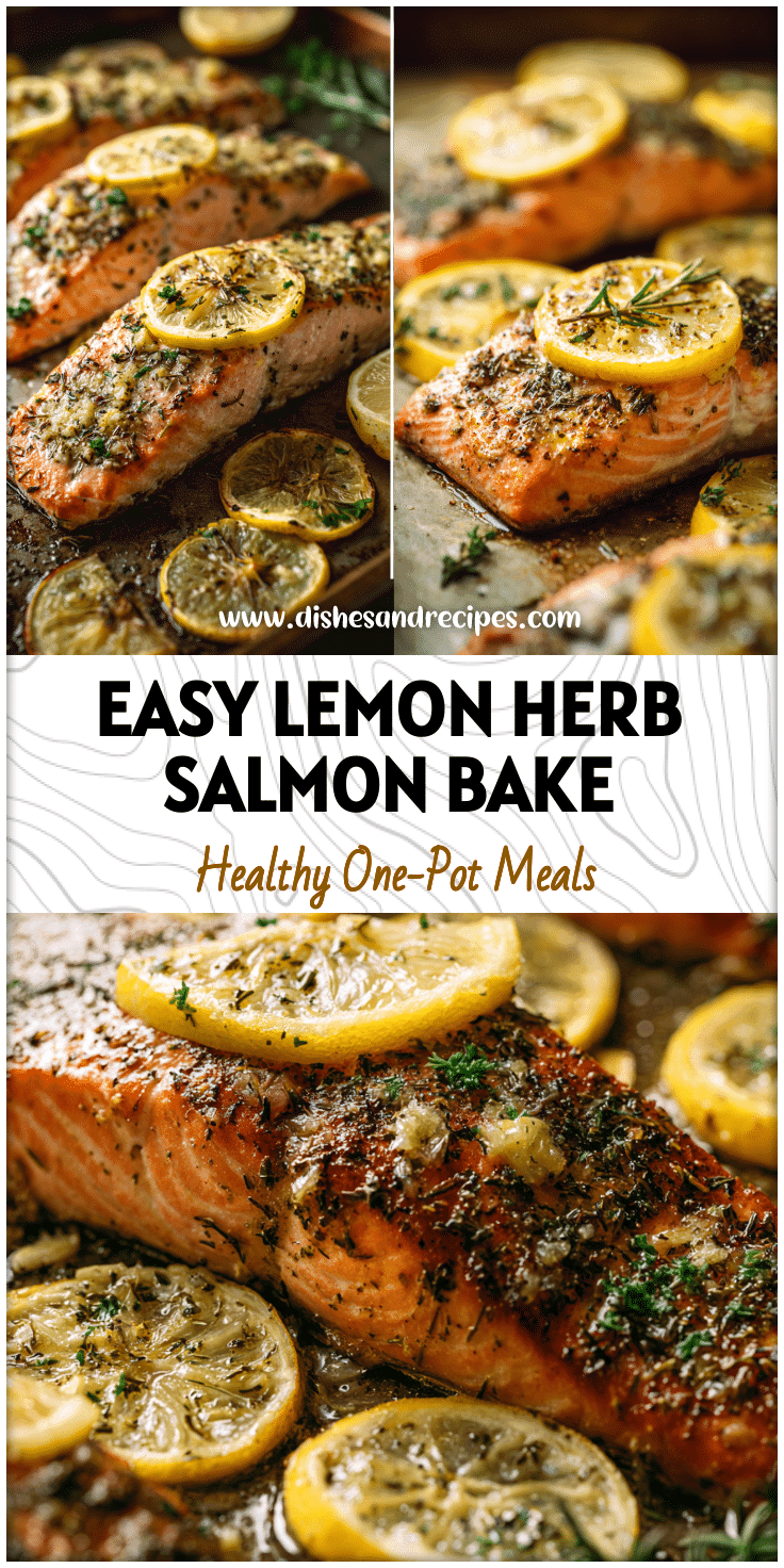 Golden Lemon Garlic Salmon Baked on a sheet pan with herbs and lemon butter, a perfect Salmon In A Pan recipe.