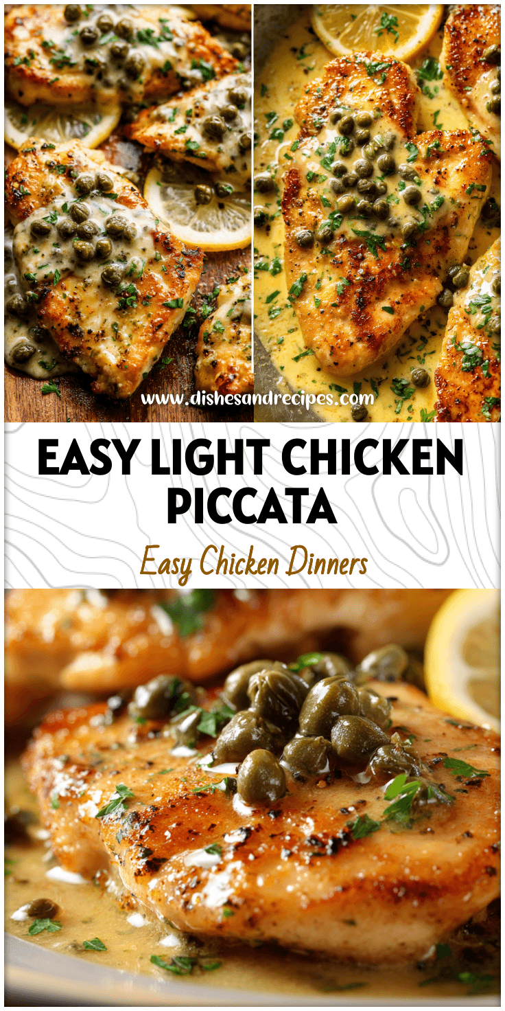 Pan-seared Chicken Picota topped with creamy lemon sauce and sprinkled with capers and herbs