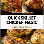 Easy Skillet Chicken Recipes for Quick and Delicious Weeknight Meals 5 Golden skillet baked chicken with herbs and vegetables perfect for easy weeknight meals.