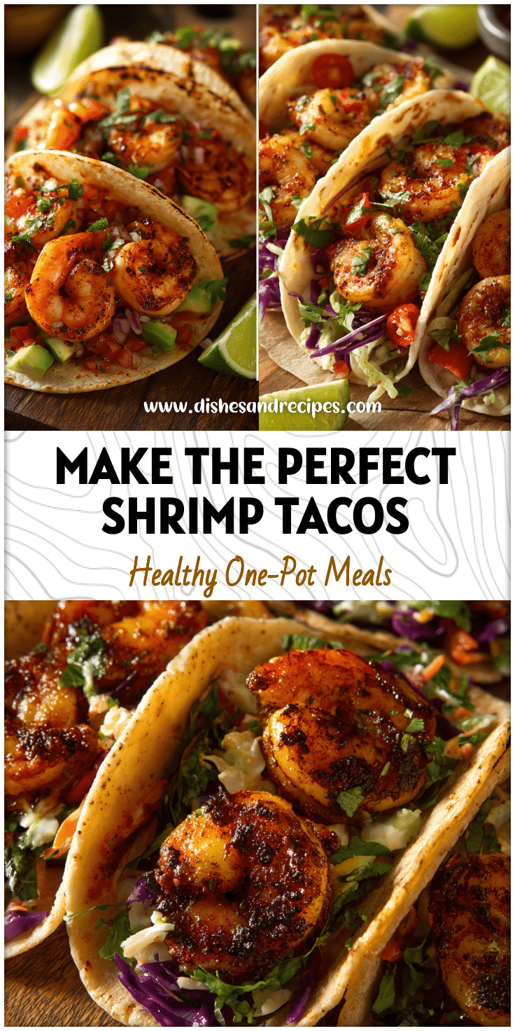 Close-up of shrimp tacos wrapped in soft tortillas with vibrant citrus marinade and fresh toppings