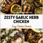 Garlic Herb Grilled Chicken with Fresh Lemon Marinade Flavor 5 Close-up of Garlic Herb Grilled Chicken with fresh herbs and lemon slices showcasing a Light Lemon Garlic Marinade.