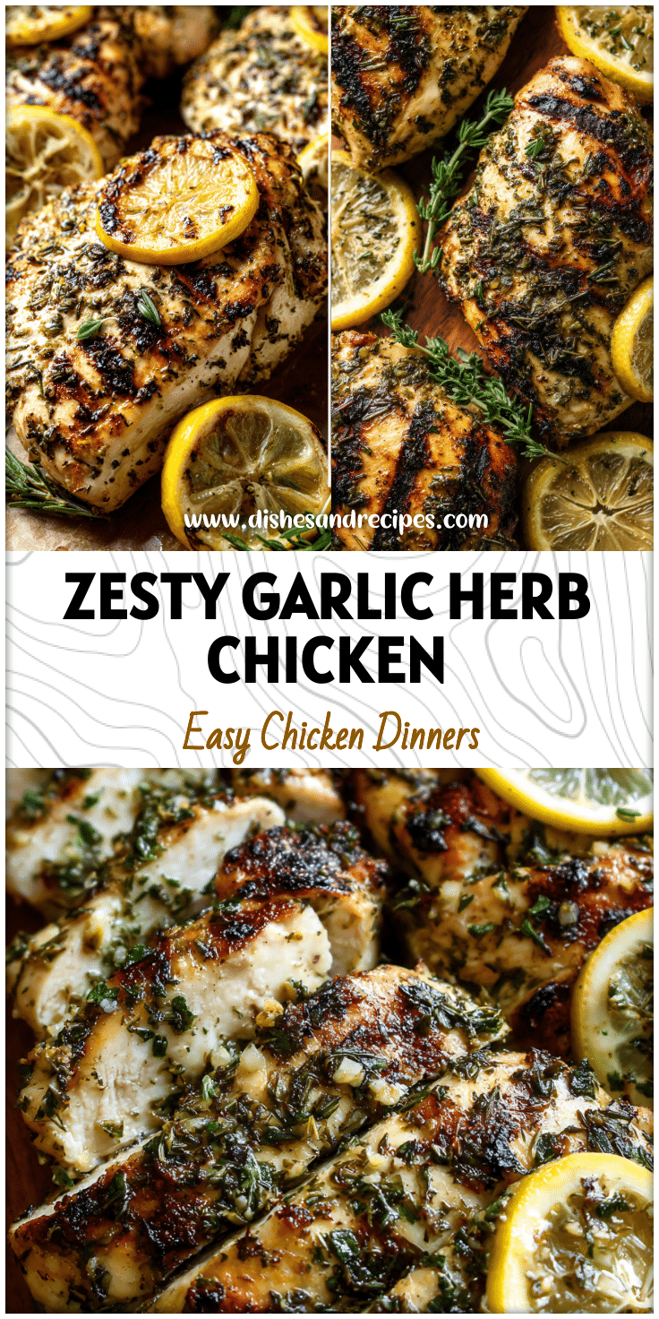 Close-up of Garlic Herb Grilled Chicken with fresh herbs and lemon slices showcasing a Light Lemon Garlic Marinade.