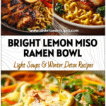 Ginger Miso Chicken Ramen with Lemon Twist and Glazed Chicken Flavor 5 Bowl of Ginger Miso Lemon Chicken Ramen with colorful vegetables and glazed chicken in Japanese ramen style