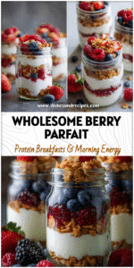 Home 6 Healthy Chia Yogurt Parfait layered with berries, granola, and Greek yogurt in clear jars.