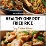 Bowl of Chicken Fried Brown Rice with colorful veggies and tender chicken for a healthy one pot meal.