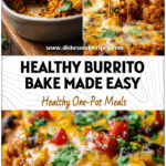 Golden baked quinoa and chicken casserole with melted cheese, beans, and fresh herbs on top.