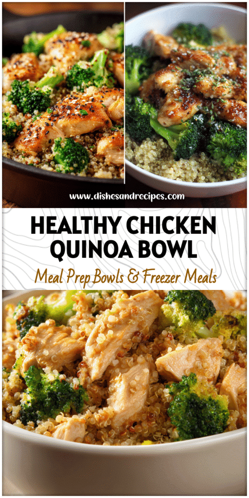 Home 19 Bowl filled with Chicken And Broccoli Quinoa showcasing a colorful Quinoa Healthy dinner recipe.