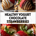 Healthy Chocolate Covered Strawberries coated in creamy yogurt with Peanut Butter Yogurt swirl for Lactose Free Recipes.
